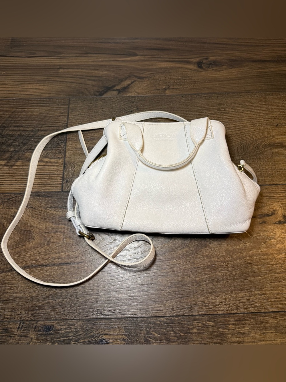 American Leather Co. Ada Triple Entry Satchel White Leather Crossbody Bag